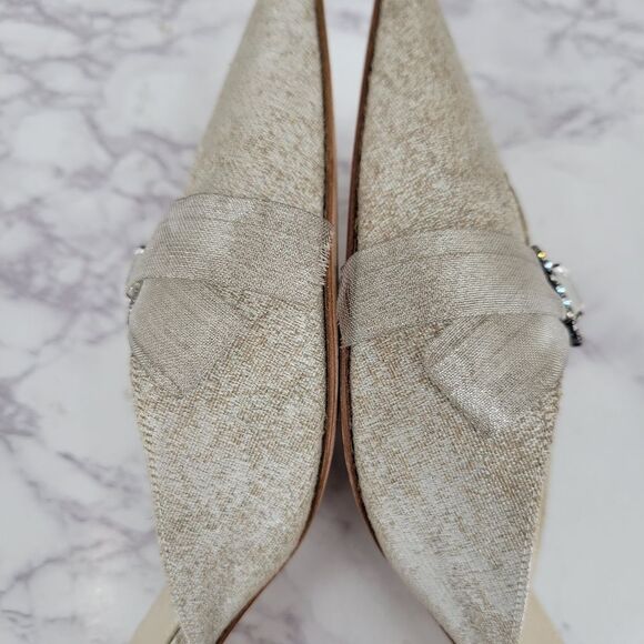 Shannon Britt Italian Silver Kitten Heel Mules Formal Bridal Evening - Picture 10 of 16
